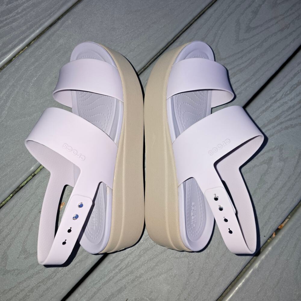 Crocs Women's Brooklyn Low Wedge Sandals Purple/Beige, Size 8 - Picture 3 of 6